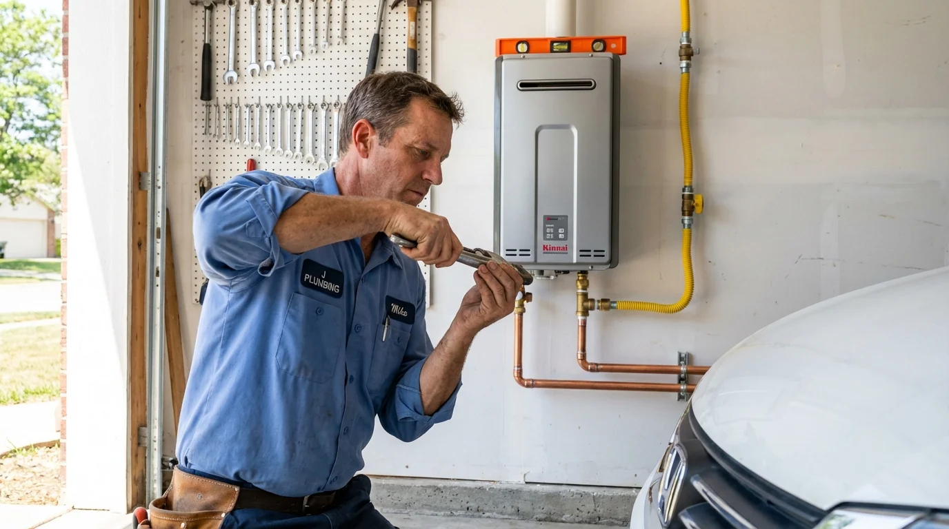 Tankless water heater installation by a Johns Plumbing LLC plumber in Whiteville